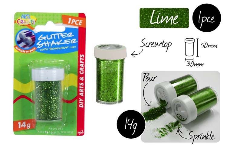 Glitter Shaker Fine 14gm Lime Green